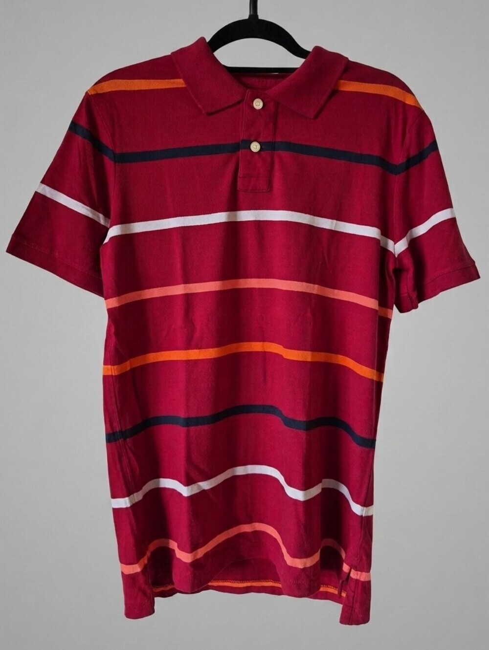 Mossimo Supply Co. Red Striped Polo with Multicolor Bands